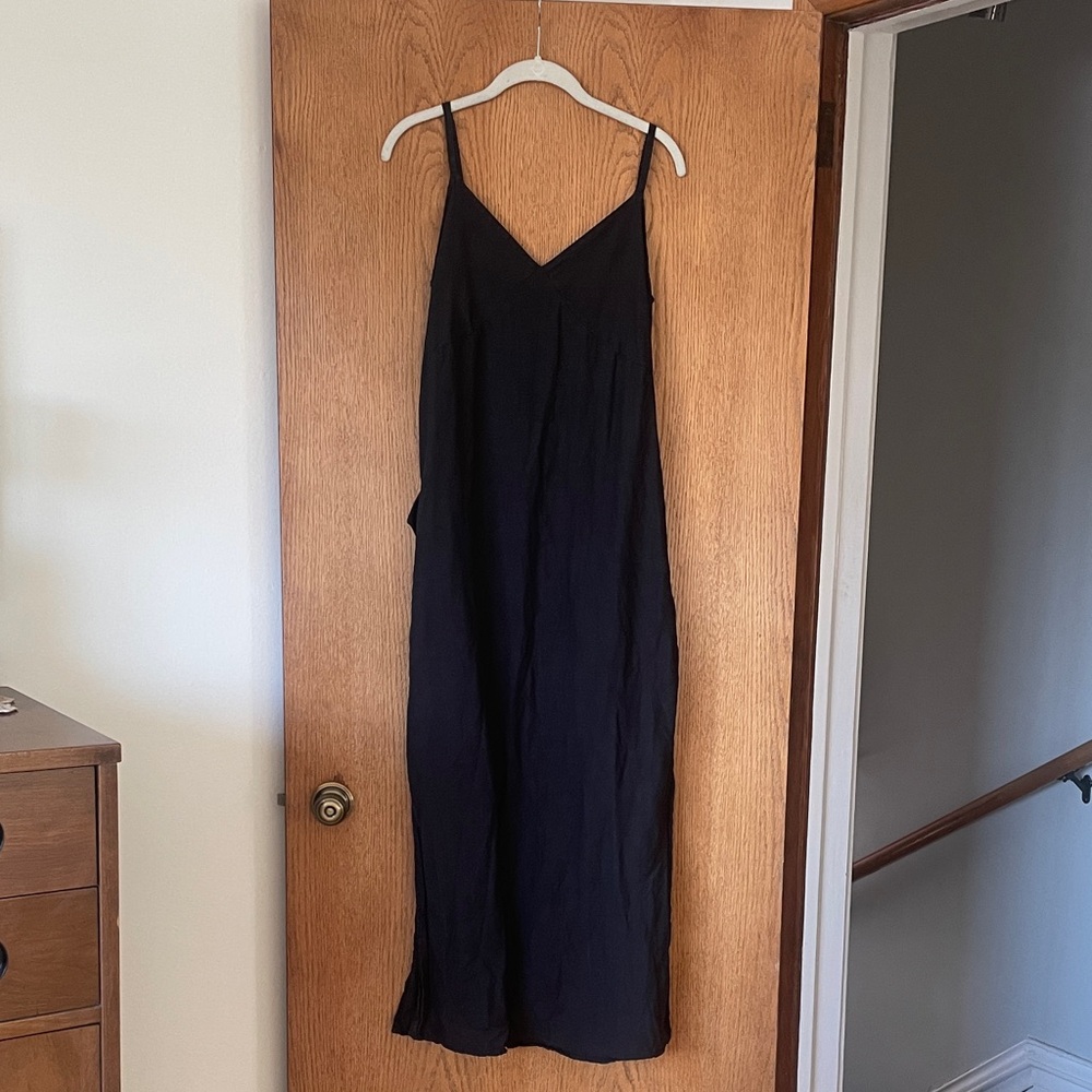 MATE the label black linen maxi dress